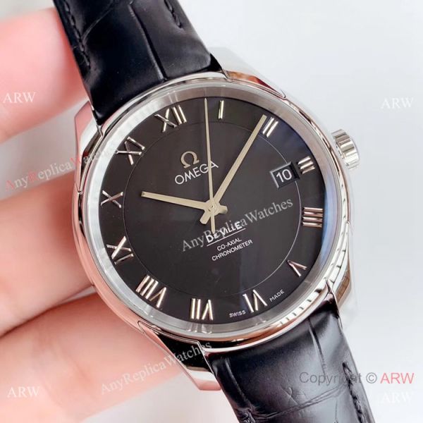 VS Factory Replica Omega De Ville Co-Axial Swiss 8500 Watch SS Black Leather Band VS Factory Replica Omega De Ville Co-Axial Swiss 8500 Watch SS Black Leather Band