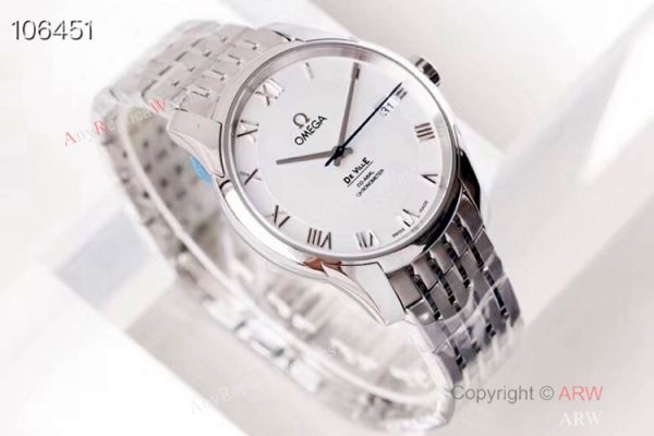 VSF Swiss Omega De Ville Co-Axial 41mm Watch Stainless steel White Roman Dial VSF Swiss Omega De Ville Co-Axial 41mm Watch Stainless steel White Roman Dial