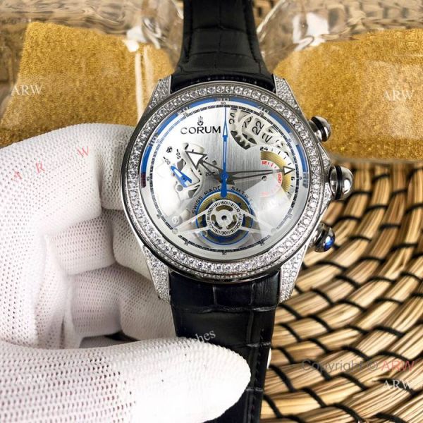 Bubble Chronograph Corum Watch Diamond Case Black Dial Bubble Chronograph Corum Watch Diamond Case Black Dial