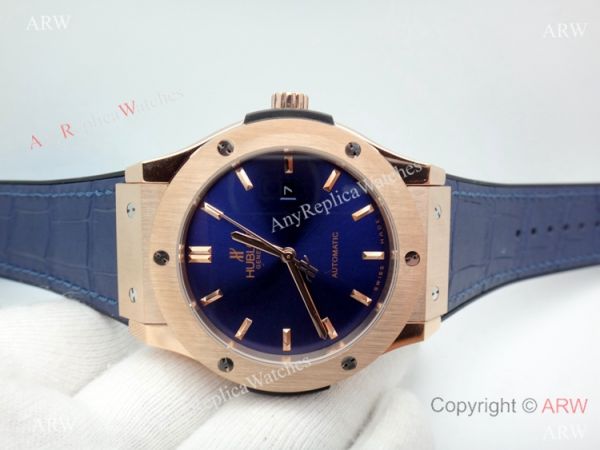New Replica Hublot Classic Fusion Blue Dial Rose Gold Watch 43mm New Replica Hublot Classic Fusion Blue Dial Rose Gold Watch 43mm