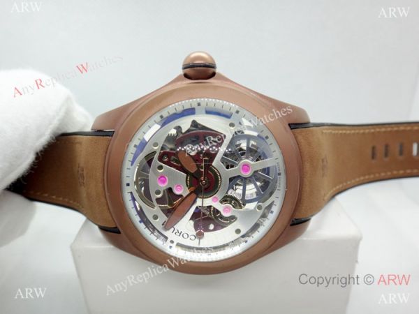Copy Corum Bubble Squelette Automatic Watch Brown Case White Face Copy Corum Bubble Squelette Automatic Watch Brown Case White Face
