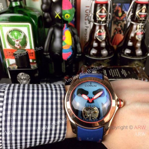 Corum Bubble Skull Tourbillon SS Blue Dial Watch Best Replica Corum Bubble Skull Tourbillon SS Blue Dial Watch Best Replica