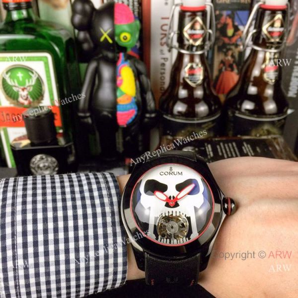 New Replica Corum Bubble Skull Tourbillon Watch Black Blue New Replica Corum Bubble Skull Tourbillon Watch Black Blue