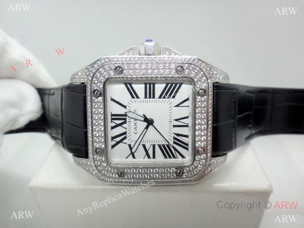 Cartier Santos Diamond Replica Watch Stainless Steel QUARTZ 39mm Cartier Santos Diamond Replica Watch Stainless Steel QUARTZ 39mm