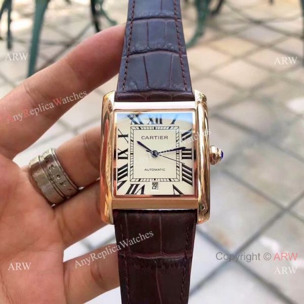 Buy Replica CARTIER Tank Automatic Watches SS Black Dial Buy Replica CARTIER Tank Automatic Watches SS Black Dial