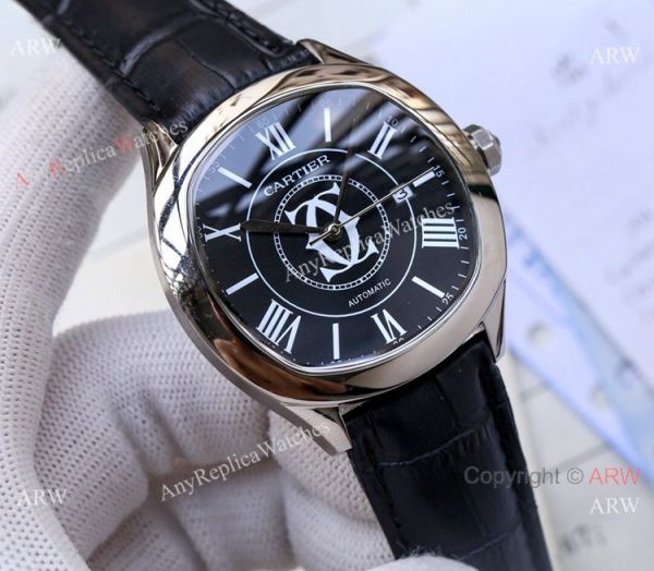 Copy Cartier Drive De automatic Watches Black Leather Strap Copy Cartier Drive De automatic Watches Black Leather Strap