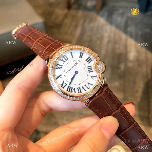 High Quality Cartier White Roman Dial Diamond Watch 36mm High Quality Cartier White Roman Dial Diamond Watch 36mm