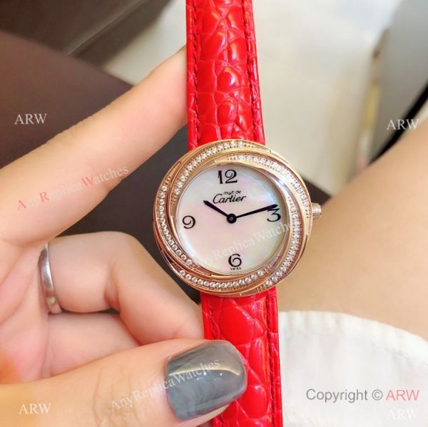 Perfect Replica Cartier Rose Gold White MOP Dial Watches For Sale Perfect Replica Cartier Rose Gold White MOP Dial Watches For Sale