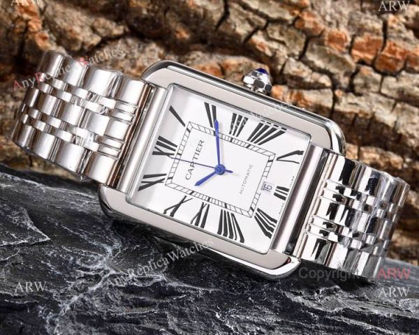 Replica Cartier Tank Solo Stainless Steel Black Roman Dial Watch Automatic Replica Cartier Tank Solo Stainless Steel Black Roman Dial Watch Automatic
