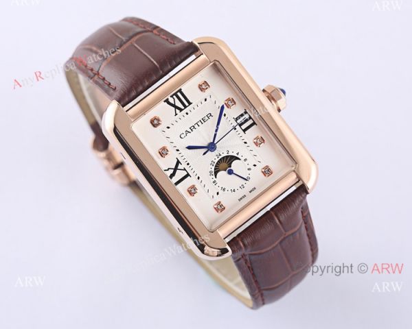 Cartier Tank Solo Moonphase Copy Watch White Dial Black Leather Strap Cartier Tank Solo Moonphase Copy Watch White Dial Black Leather Strap