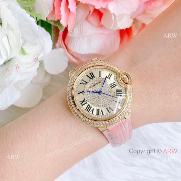 Best Quality Copy Cartier Ballon Bleu De Quartz Watch Yellow Gold Diamond Best Quality Copy Cartier Ballon Bleu De Quartz Watch Yellow Gold Diamond