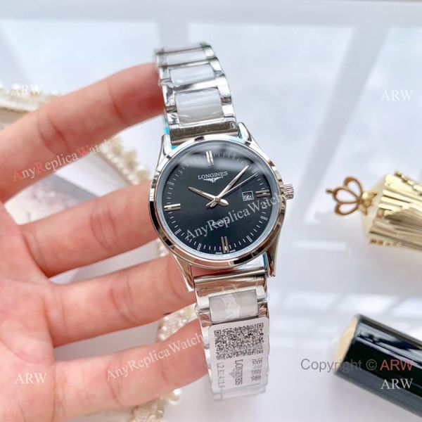 Copy Longines Quartz watches White Ceramic Rose Gold Sapphire glass Copy Longines Quartz watches White Ceramic Rose Gold Sapphire glass