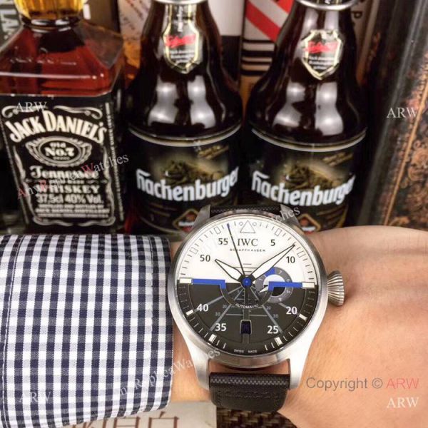 Swiss Replica IWC Pilots Top Gun SS Black Leather Strap Watch Swiss Replica IWC Pilots Top Gun SS Black Leather Strap Watch