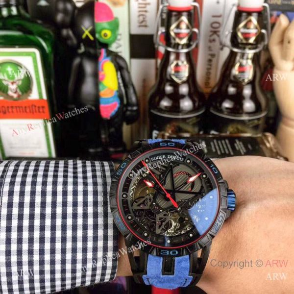 Roger Dubuis Excalibur Skeleton Copy Watch Black DLC Case 46mm Roger Dubuis Excalibur Skeleton Copy Watch Black DLC Case 46mm
