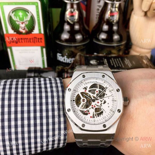 Audemars Piguet Royal Oak Stainless Steel Black Dial Fake AP Skeleton Watch Audemars Piguet Royal Oak Stainless Steel Black Dial Fake AP Skeleton Watch