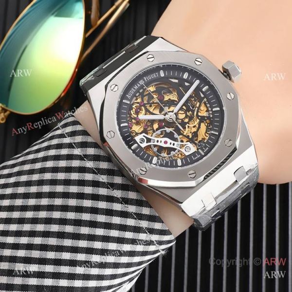 High Quality Fake AP Skeleton Royal Oak Rose Gold Black Dial Watch High Quality Fake AP Skeleton Royal Oak Rose Gold Black Dial Watch