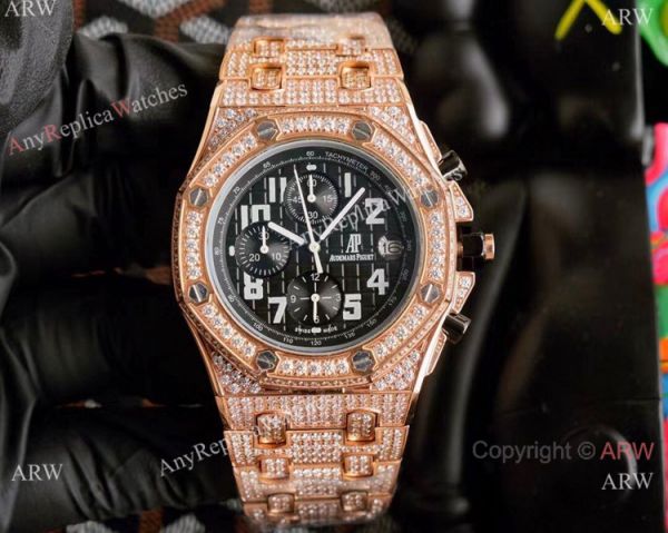 Rose Gold Royal Oak Offshore AP Iced Out Replica Watch for Sale Rose Gold Royal Oak Offshore AP Iced Out Replica Watch for Sale