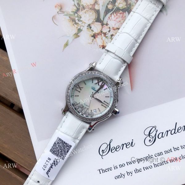 Copy Chopard Happy Sport 36mm Watch SS Diamond White MOP Dial Copy Chopard Happy Sport 36mm Watch SS Diamond White MOP Dial