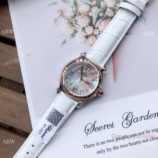 Replica Chopard Happy Sport 36mm Watches 2-Tone Rose Gold White Dial Replica Chopard Happy Sport 36mm Watches 2-Tone Rose Gold White Dial