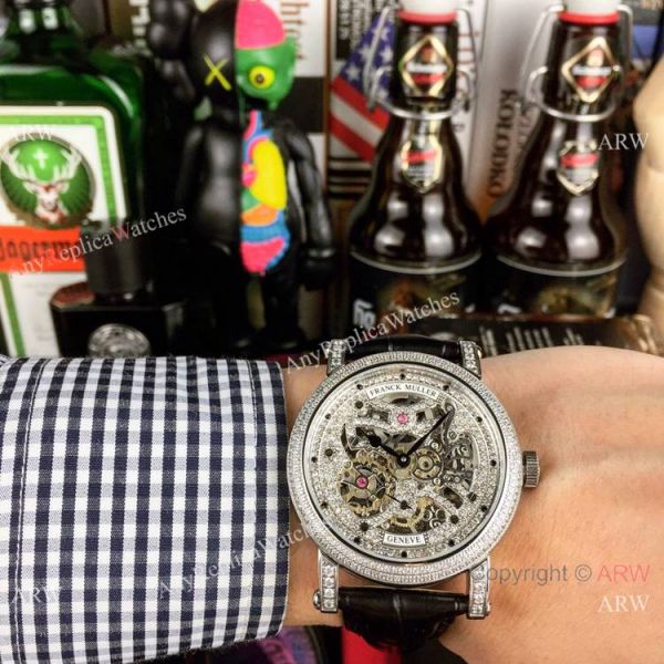 New Copy Franck Muller Round Skeleton Watch Rose Gold Brown Leather Strap New Copy Franck Muller Round Skeleton Watch Rose Gold Brown Leather Strap