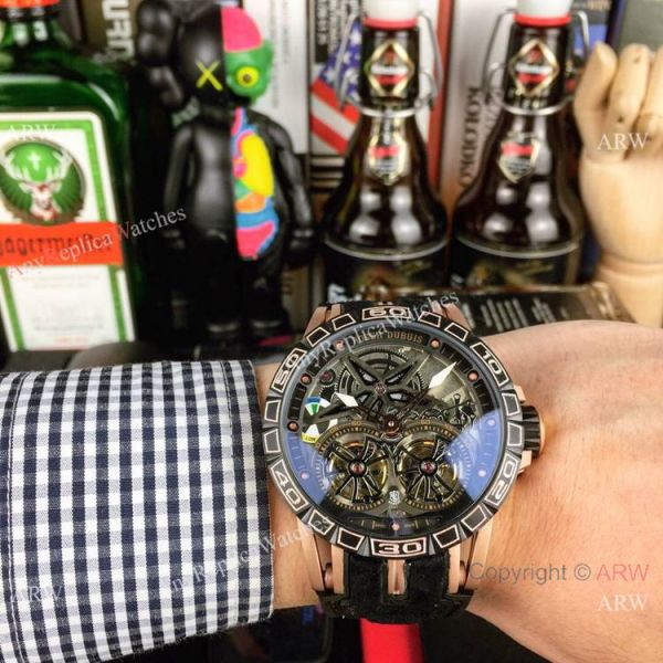 Best Replica Roger Dubuis Excalibur Double Tourbillon Watch Rose Gold Skeleton Face Best Replica Roger Dubuis Excalibur Double Tourbillon Watch Rose Gold Skeleton Face