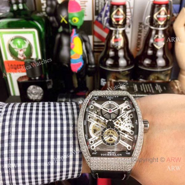 High Quality Franck Muller Vanguard Replica Watch Diamond Case Skeleton Dial High Quality Franck Muller Vanguard Replica Watch Diamond Case Skeleton Dial