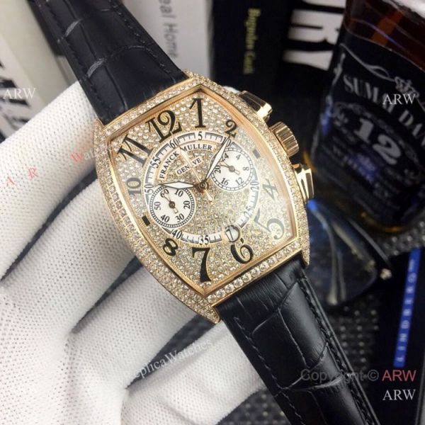 New Copy Franck Muller Mariner Chronograph Iced Out Watch Black Leather Strap New Copy Franck Muller Mariner Chronograph Iced Out Watch Black Leather Strap