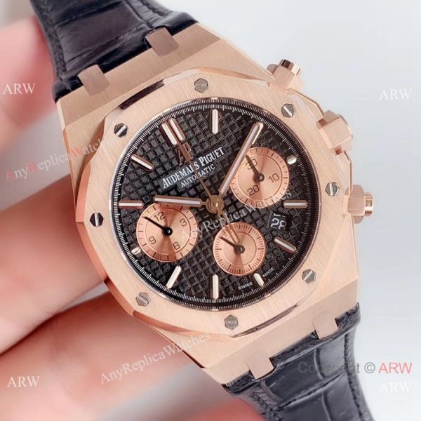 Super Clone Audemars Piguet Royal Oak Rose Gold Black Leather Strap Watch BF Factory Super Clone Audemars Piguet Royal Oak Rose Gold Black Leather Strap Watch BF Factory