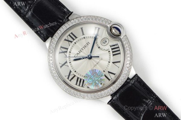 (CR) Ballon Bleu De Cartier Silver Dial Leather Strap 42mm Watch Swiss Grade 1 (CR) Ballon Bleu De Cartier Silver Dial Leather Strap 42mm Watch Swiss Grade 1
