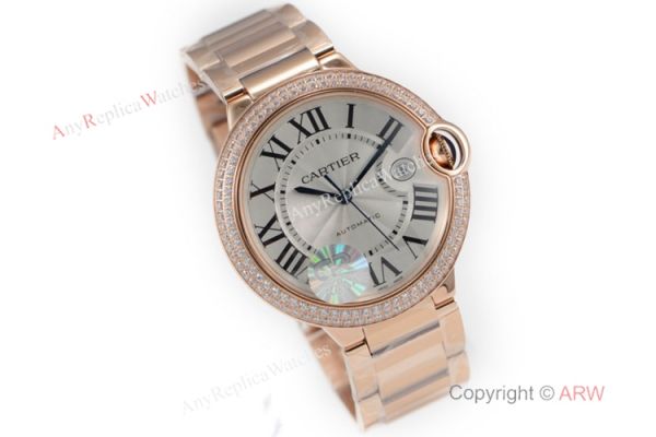 (CR) Swiss Copy Cartier Ballon Bleu de 42mm Watch Rose Gold Diamond (CR) Swiss Copy Cartier Ballon Bleu de 42mm Watch Rose Gold Diamond