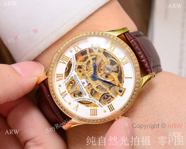 Copy Jaeger-LeCoultre Skeleton Watch Gold Case Diamond Bezel Copy Jaeger-LeCoultre Skeleton Watch Gold Case Diamond Bezel