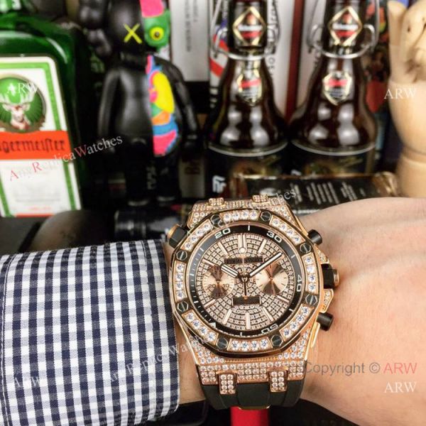 Royal Oak Offshore Diver AP Iced Out Replica Watch Silver Steel Case Royal Oak Offshore Diver AP Iced Out Replica Watch Silver Steel Case