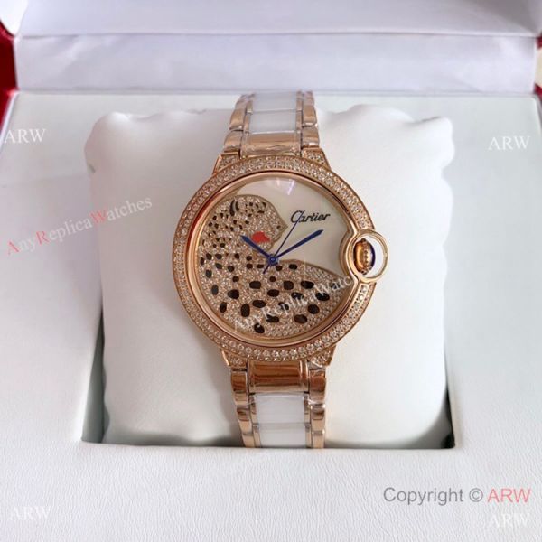 Copy Cartier Ballon Bleu SS Diamond Leopard Watch Swiss Quality Copy Cartier Ballon Bleu SS Diamond Leopard Watch Swiss Quality