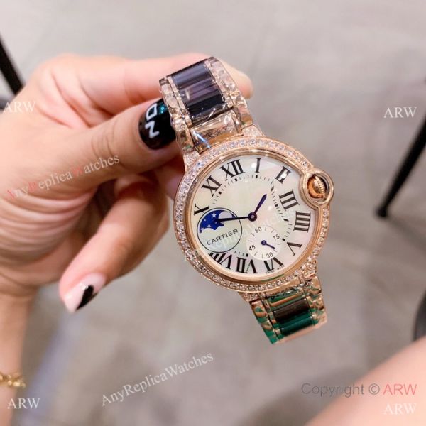 Copy Cartier Ballon Blue de 36mm Black Ceramic and Rose Gold Watch Copy Cartier Ballon Blue de 36mm Black Ceramic and Rose Gold Watch