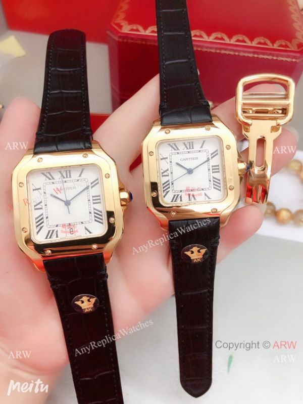 2019 Replica Cartier Santos de Lovers Watch Blue Leather Strap 2019 Replica Cartier Santos de Lovers Watch Blue Leather Strap