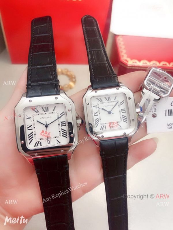 Buy Replica Cartier Santos de SS White Roman Dial Watch Quartz Buy Replica Cartier Santos de SS White Roman Dial Watch Quartz