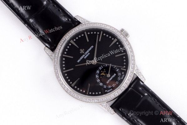 (VC) Swiss 2824-2 Vacheron Constantin Copy Watch Black Moon phase Dial (VC) Swiss 2824-2 Vacheron Constantin Copy Watch Black Moon phase Dial