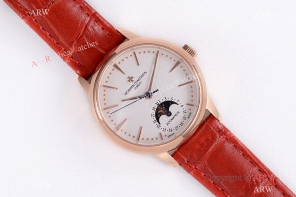 (VC) Vacheron Constantin Copy Patrimony Moon phase Rose Gold Diamond Watch 32mm (VC) Vacheron Constantin Copy Patrimony Moon phase Rose Gold Diamond Watch 32mm