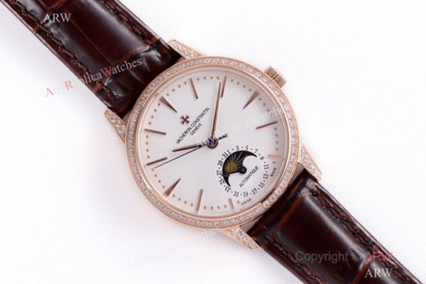 (VC) Vacheron Constantin Patrimony Moon Rose Gold Diamond Watch Swiss Replica (VC) Vacheron Constantin Patrimony Moon Rose Gold Diamond Watch Swiss Replica