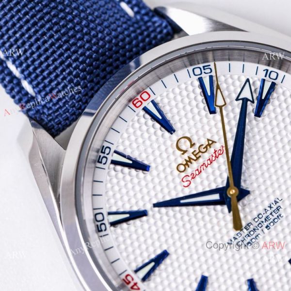 (VS)Swiss Copy OMEGA Seamaster Aqua Terra RYDER CUP Watch Blue Leather Strap (VS)Swiss Copy OMEGA Seamaster Aqua Terra RYDER CUP Watch Blue Leather Strap