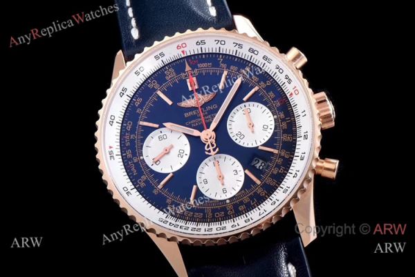 JF Factory Breitling Navitimer 01 Rose Gold Blue Face Watch Super Clone JF Factory Breitling Navitimer 01 Rose Gold Blue Face Watch Super Clone