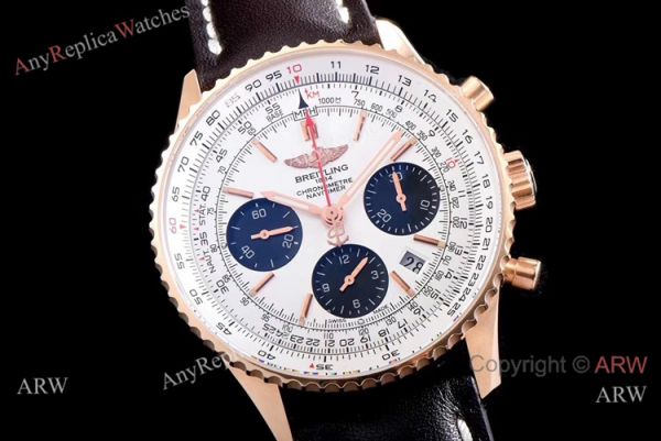 JF Factory Breitling Navitimer 01 Watch Rose Gold White Dial JF Factory Breitling Navitimer 01 Watch Rose Gold White Dial