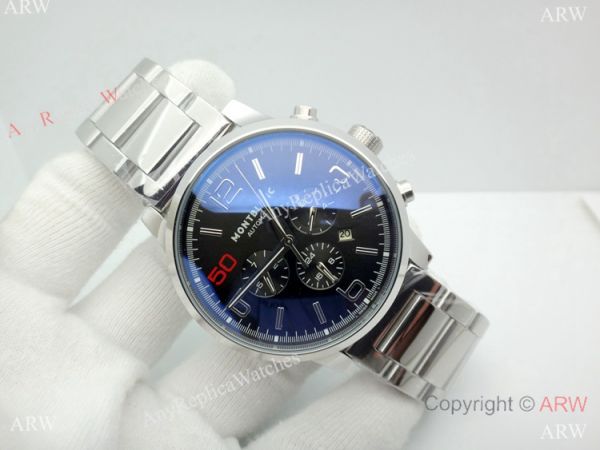 Mont Blanc Clone Timewalker Stainless Steel Black Dial Automatic watch Mont Blanc Clone Timewalker Stainless Steel Black Dial Automatic watch