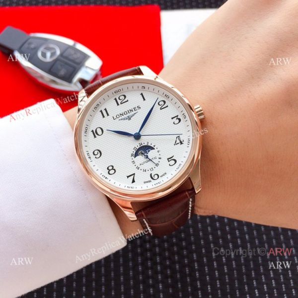 2019 Replica Longines Master Moon phase 40mm Watch Brown Leather Strap 2019 Replica Longines Master Moon phase 40mm Watch Brown Leather Strap