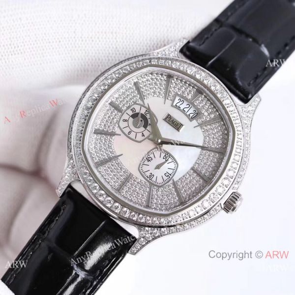 Swiss Grade Piaget Emperador Coussin Dual Time Zone Watch SS Diamond Swiss Grade Piaget Emperador Coussin Dual Time Zone Watch SS Diamond