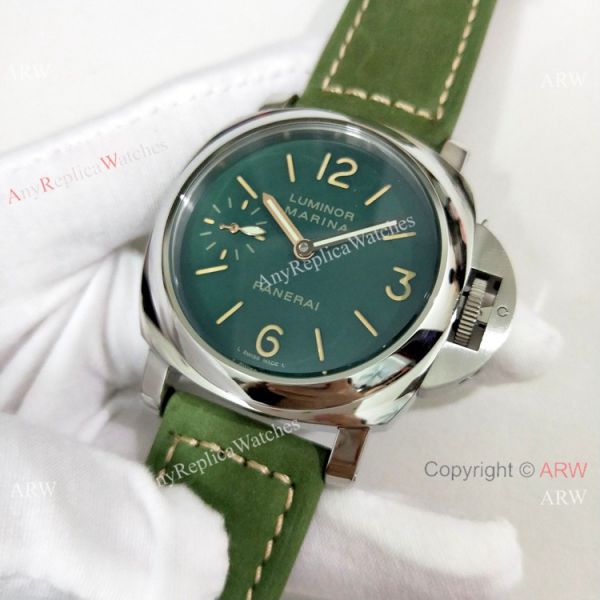 Luminor Marina Panerai Pam111 Copy Watch Green Face Leather Strap Luminor Marina Panerai Pam111 Copy Watch Green Face Leather Strap
