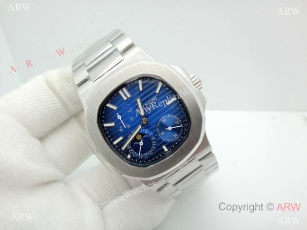 Swiss AAA Grade Patek Philippe Nautilus power reserve Watch SS Blue Face Swiss AAA Grade Patek Philippe Nautilus power reserve Watch SS Blue Face