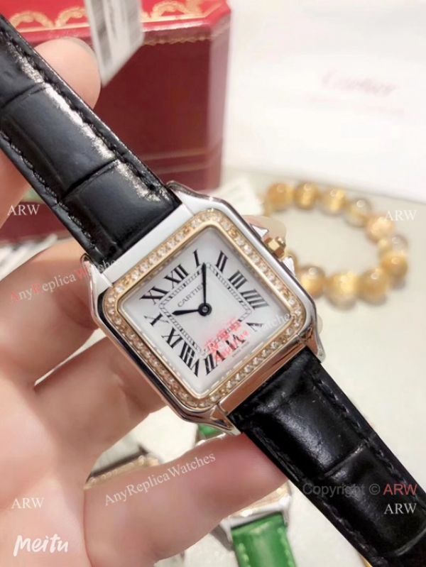 Fake Cartier Panthere de Cartier 27mm Watch 2 Tone Gray Leather Strap Fake Cartier Panthere de Cartier 27mm Watch 2 Tone Gray Leather Strap