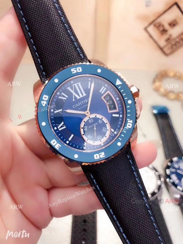 Copy Cartier Calibre De Diver Rose Gold Black Face Watches Copy Cartier Calibre De Diver Rose Gold Black Face Watches