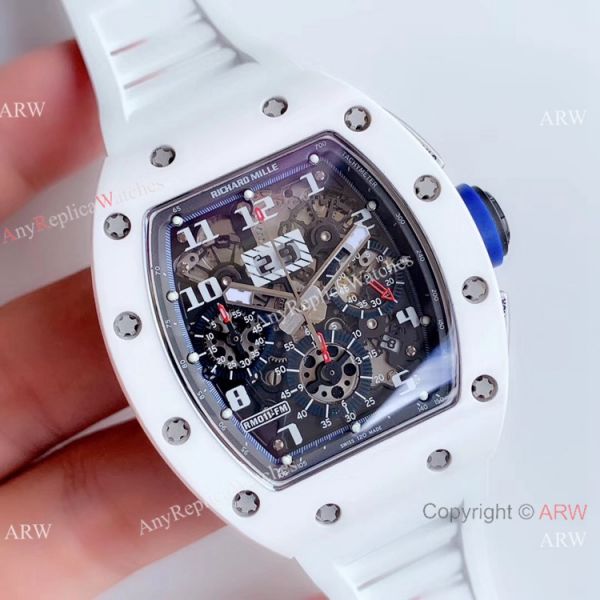 KV Factory Swiss 7750 Richard Mille RM 011-FM Polo Club Saint Tropez White Ceramic Watch Richard Mille AAA KV Factory Swiss 7750 Richard Mille RM 011-FM Polo Club Saint Tropez White Ceramic Watch Richard Mille AAA